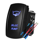 12V 24V Boat Trim Tabs Switch (ON)-OFF-(ON) Momentary Rocker Switch Waterproof Blue Light ON-OFF Toggle Switch With Harness