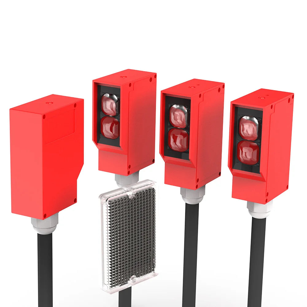 GTRIC Photoelectric Sensor Retro-reflective Square Photoell Infrared Switch IP67 Waterproof 24-220V AC DC Universal 10m Distance