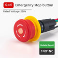16MM Red Illuminated Rotary Emergency Stop Button Switch Wired with Light 1NO1NC Rotate Reset Welding Pin Knob Plastic Switches