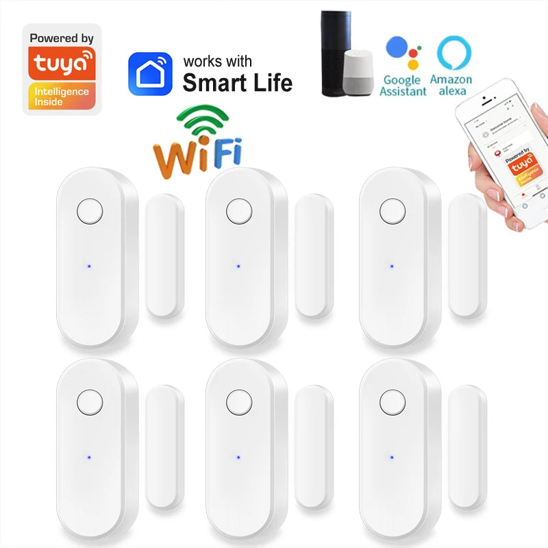 Tuya WiFi Door Sensor Window Anti-intrusion Door Open Close Burglar Security Alarm Magnetic Sensor Smart Life Alexa Google Home
