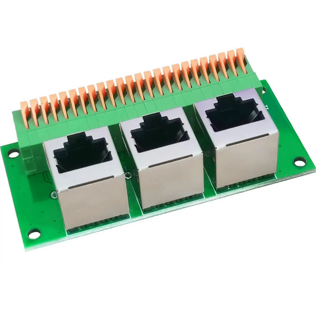 RJ45 Female Breakout Board,Solderless RJ45 to 8Pin Quick Spring Terminal,Three Ways RJ45 Female Connector with PCB Board