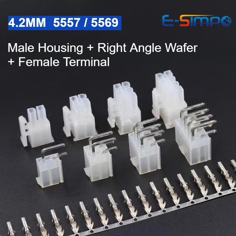 10Sets Molex 4.2mm Automotive Wire Connector Plug 5557 Series 2/4/6/8/10/12/14/16/18/20/22/24P Housing RA Wafer Female Terminal