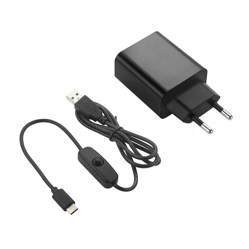 Raspberry Pi 4 Power Supply 5V 3A EU US UK AU Plug with Switch USB Type C Power Cable for Raspbery Pi 4 Model B Orange Pi Zero 2