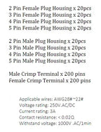 560Pcs SM2.54  Kits 2.54mm Pitch JST SM Connector 2 3 4 5 Pin Male/ Female Housing Plug Connector Assortment Kit