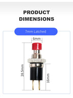1/5pcs 7mm Power Push Button without fixation Momentary Self Reset Latching Mini Button Switch On Off 1NO 1NC 3A/125V 1A/250V