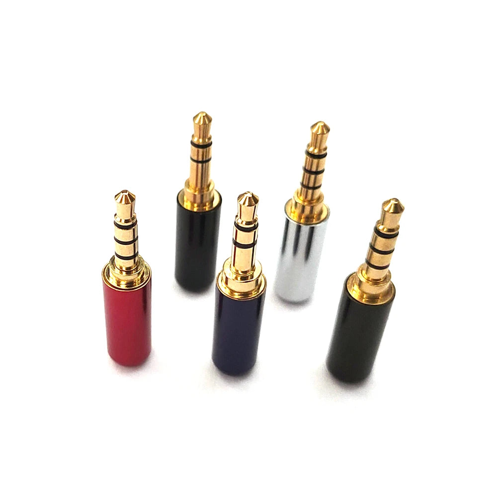 2/5PCS Copper 3/4 Pole 3.5MM Plug Male Headphone Jack with Clip 3.5MM Stereo Audio Connector for 4mm Cable Adapter