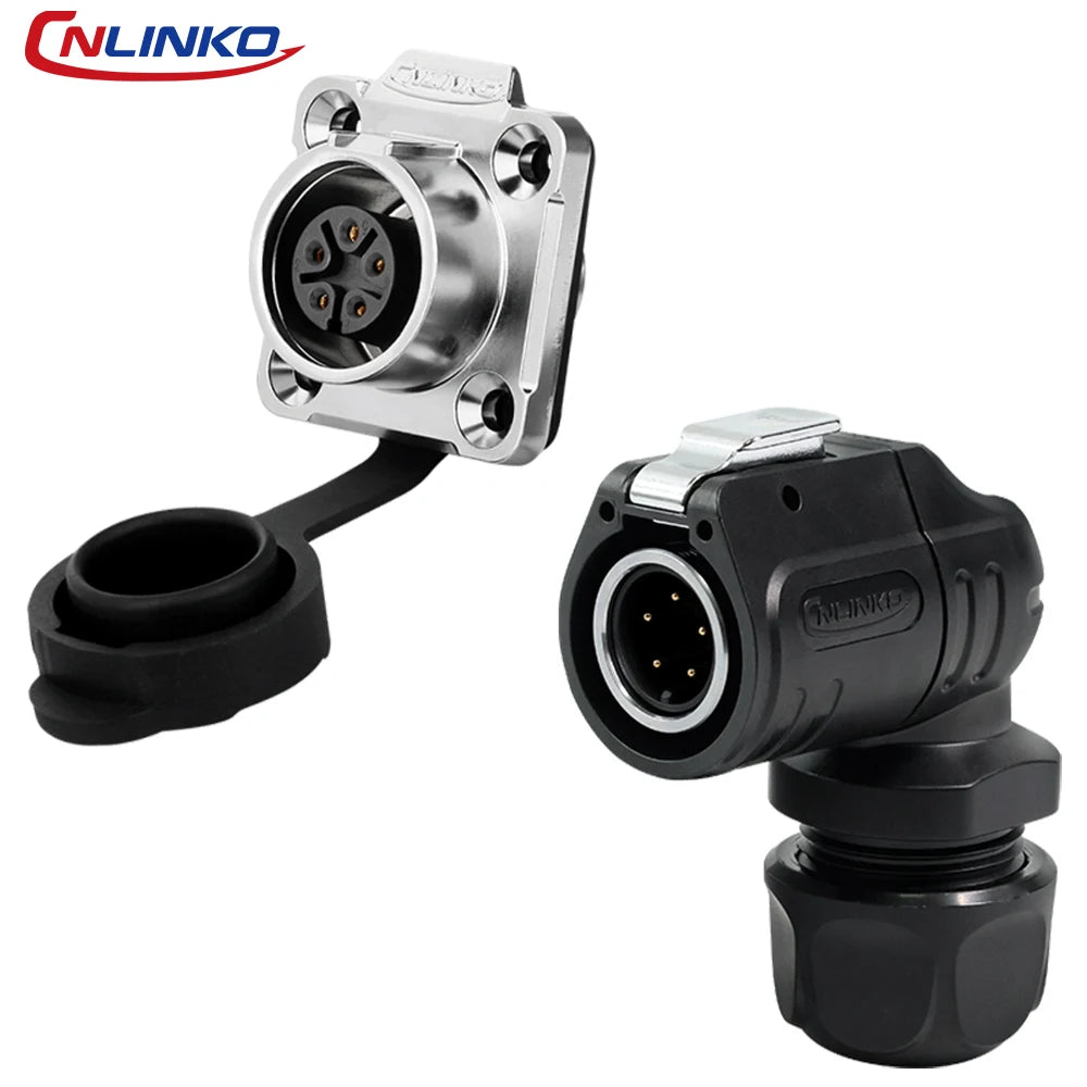 LP-16 2 Pin Right Angle Industrial Connector IP68 Waterproof Male Plug Female Socket Set Aviation Connector for LED Solar Use