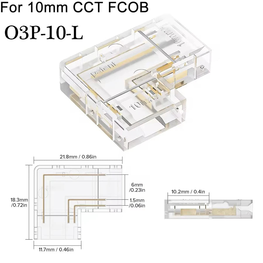 COB Led Strip Connector Light Strip Wire Connectors 2 3 4 Pin L-shaped For 5 8 10mm Width PCB Single Color RGB CCT Strip