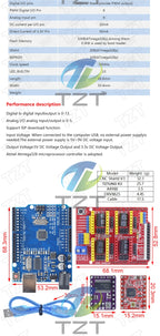 TZTUNO R3 With USB Cable + CNC Shield V3 Engraving Machine 3D Printe+ 4pcs DRV8825 Or A4988 Driver Expansion Board For Arduino