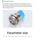 12/16mm Flat LED Illuminated Reset Latching Ring LED Metal Push Button Switch Waterproof On Off with Power Symbol