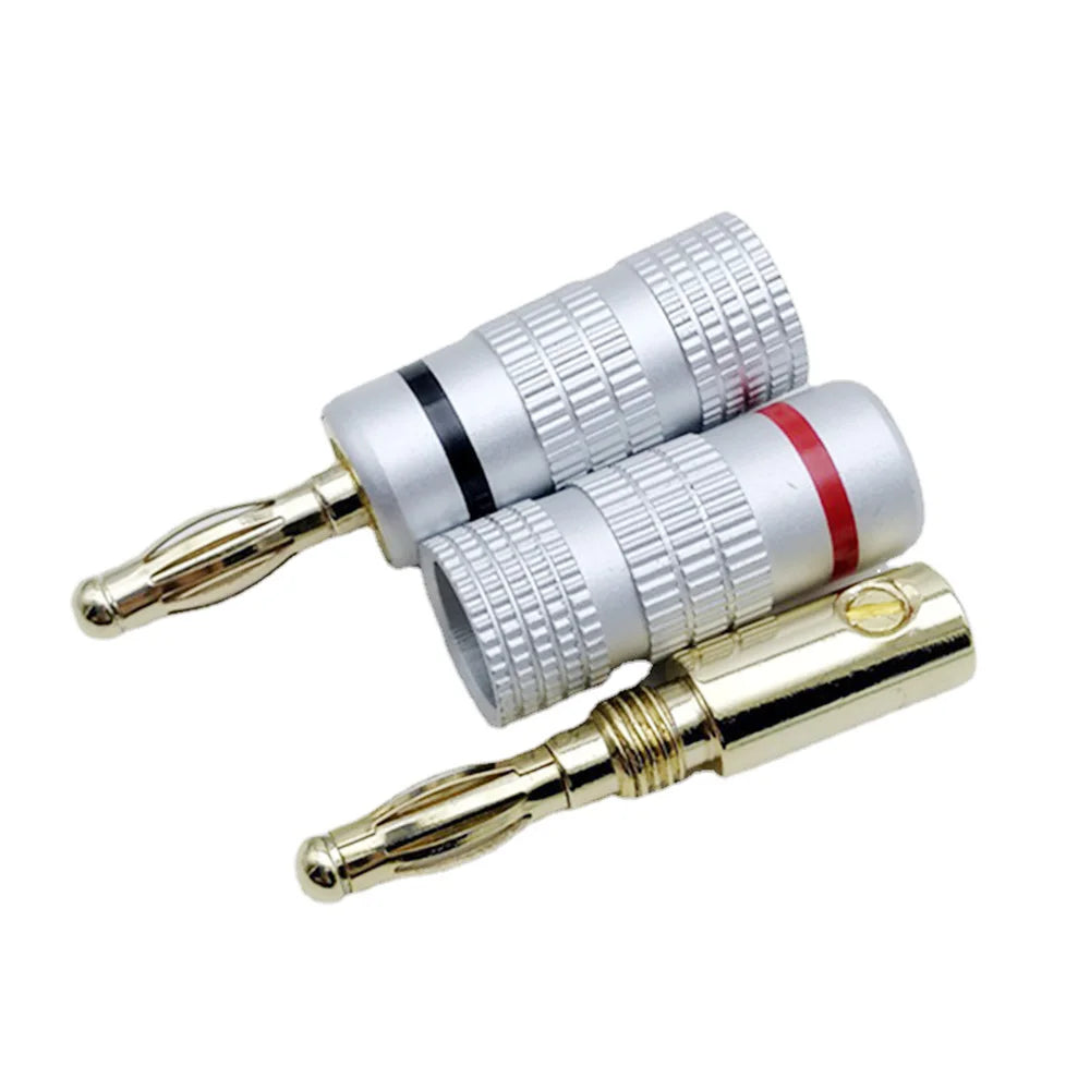 Musical Sound 24K Gold Plated Speaker Plugs Audio Banana Connector for Speaker Wire Open Screw Type Hifi Banana Plugs