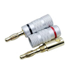 Musical Sound 24K Gold Plated Speaker Plugs Audio Banana Connector for Speaker Wire Open Screw Type Hifi Banana Plugs