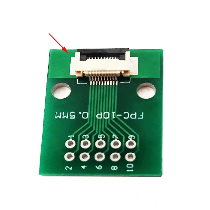 1PC FPC Connector 10PIN Flexible Cable Adapter Board FFC To 2.54mm Straight Plug Soldered With 0.5mm Spacing Socket PCB