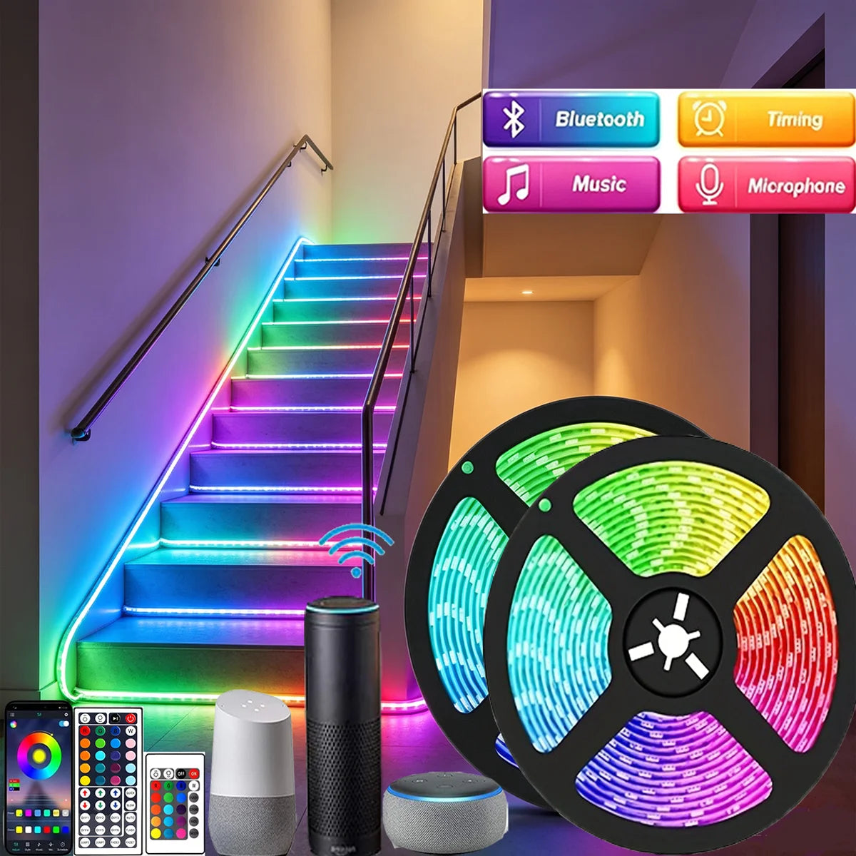 44KEY WiFi IR RGB LED Strip Controllerr/24Key Infrared Dimmer Blue Backlight Multi Light Modes RGB LED Ambient Decor Tape Lights