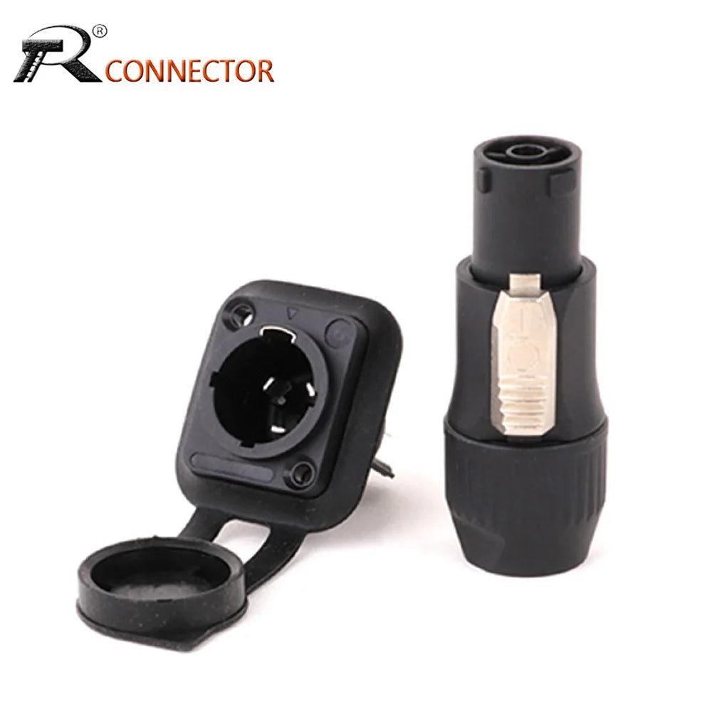 2pcs 3Pins Waterproof IP65 True Locking Powercon Male Plug Jack Power Female Sockets Chassis Wire Connectors
