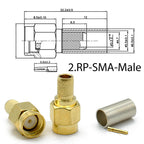 50ohm-3mm Cable SMA Connector RP SMA Male/Female RF Coaxial  Adapter Crimp For RG58 RG174  LMR195 RG-142 RG-400 Cable