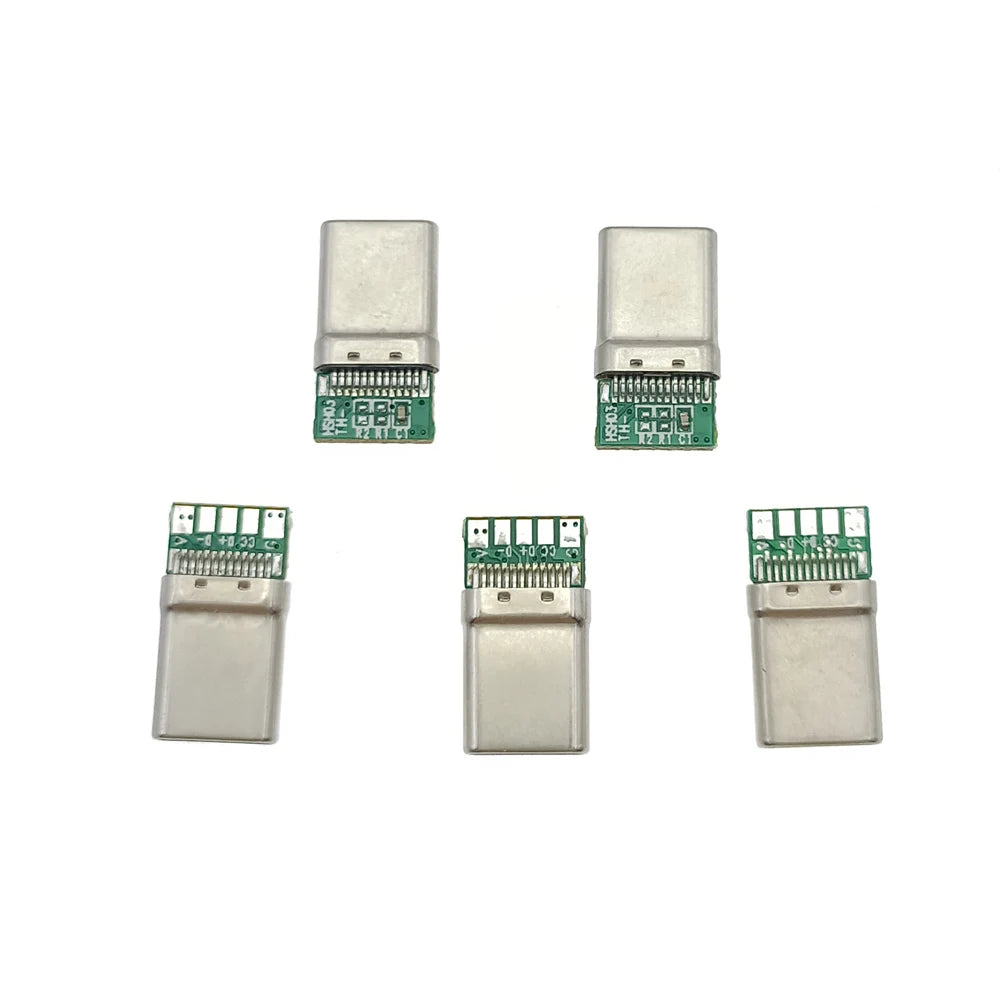 PCB Board Plug USB 3.1 Type-C PD 20W Connector 5Pin Male Receptacle Adapter to Solder Wire & Cable High Current Support