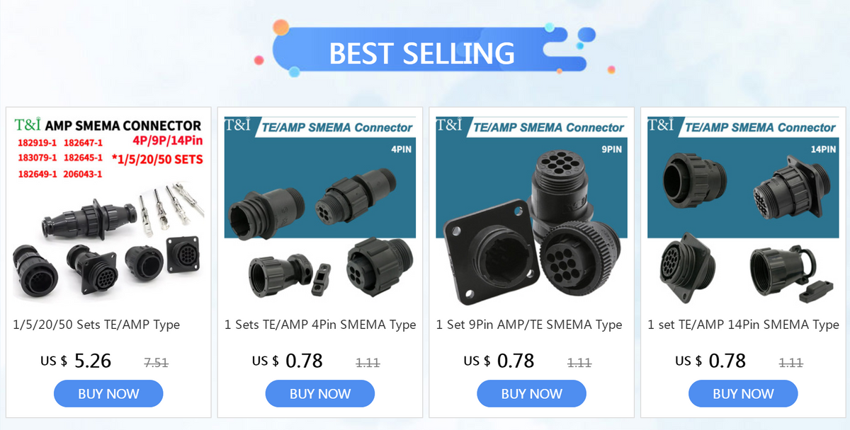 1/5/20/50 Sets TE/AMP Type 4P/9P/14Pin SMEMA Connector Aviation Plug Sheath with Tail Clamp Terminal for SMT Equipment 206043-1