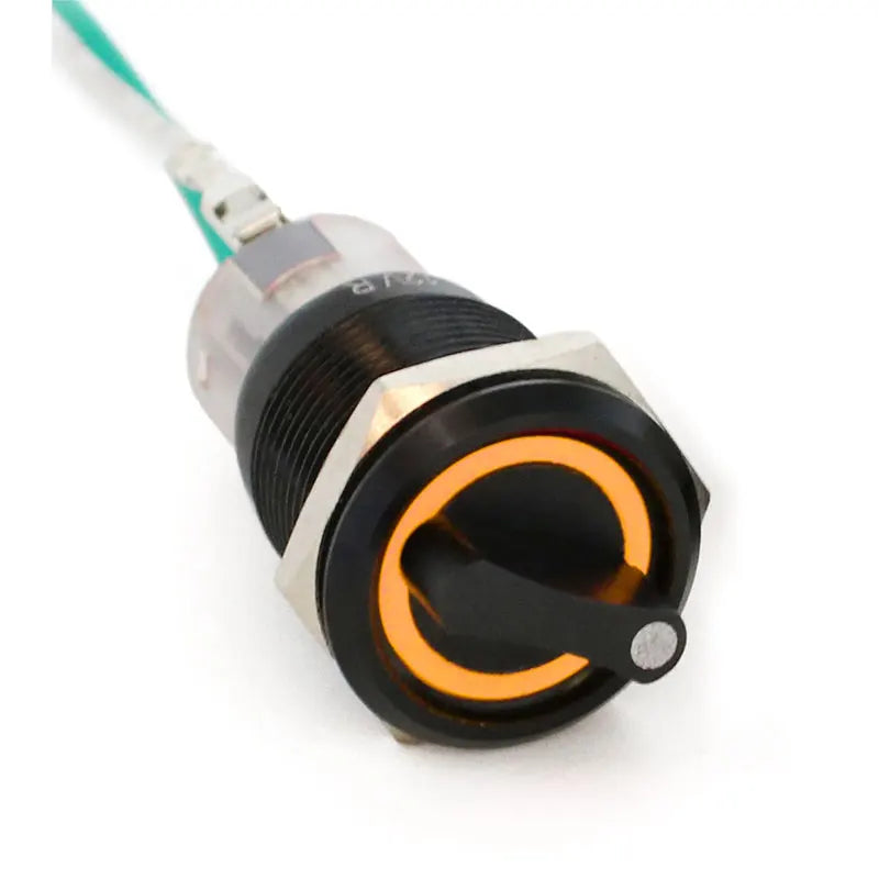 19mm Black Self-return Momentary Self-locking Fixation Waterproof DPDT Illuminated Metal Selector Rotary Switch 2/3 Position LED
