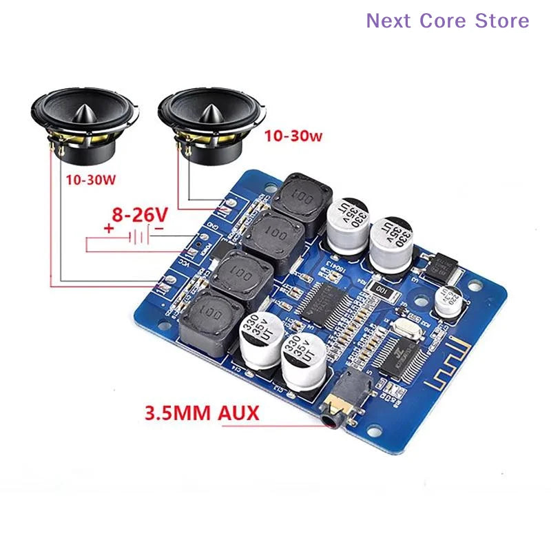 [NC]Ultra Clear Bluetooth Digital Power Amplifier Board TPA3118 Dual 45W Audio Amplifier Module AUX Decoding[NC]