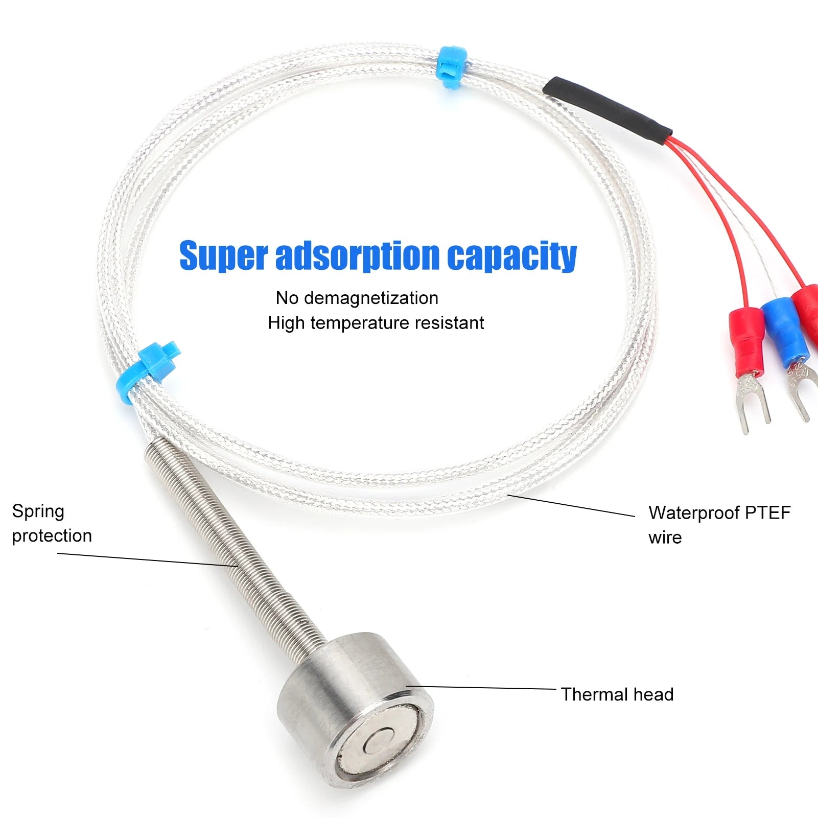 Magnetic Temperature Sensor PT100 Magnetic Temperature Sensor Waterproof Adsorption Thermistor 60 to +150℃ Temperature Sensor