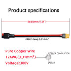 Anderson to XT60 Female Adapter Cable 11.81FT 12awg Ebike Battery Wire  XT60  XT60 Connectors Plugs