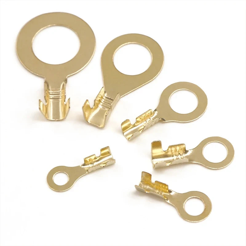 150-540pcs Boxed Terminal Block Connector M3/M4/M5/M6/M8/M10 O-type Ground Lugs Terminal Cold-Pressed Copper Tab Wiring Nose