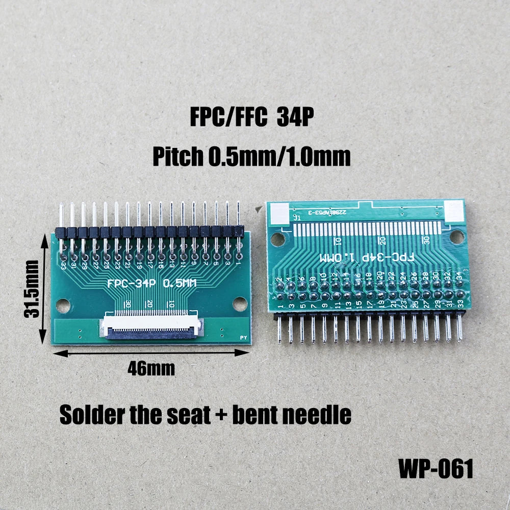 1pcs 4/6/8/10/12/15/16/18/20/22/24/26/30/34/36/40/42/45/50/56 Pin FPC/FFC Adapter Board 0.5mm To 2.54mm Connector