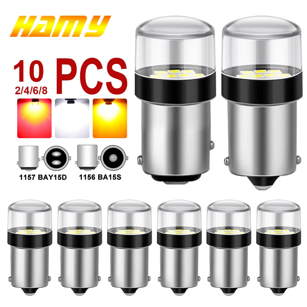 2-10 PCS 1156 BA15S 1157 BAY15D LED Bulbs 12V 3030 Chips 6500K White Super Bright Car Tail Turn Signal Parking Reverse Lights