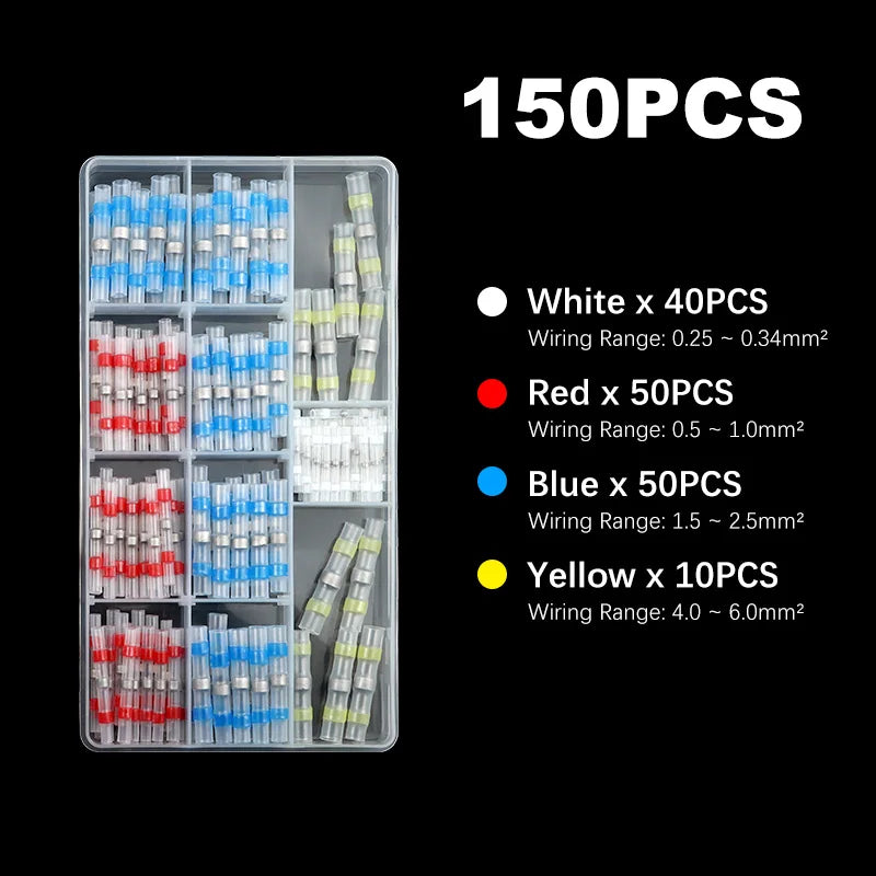 Solder Seal Wire Connectors Boxed Connectors Kit Heat Shrink Sealed Insulated Butt Splice Terminal Waterproof Shrinkable Sleeve