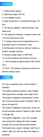 PCF8591 module AD/DA conversion module Temperature and illumination acquisition module For Arduino