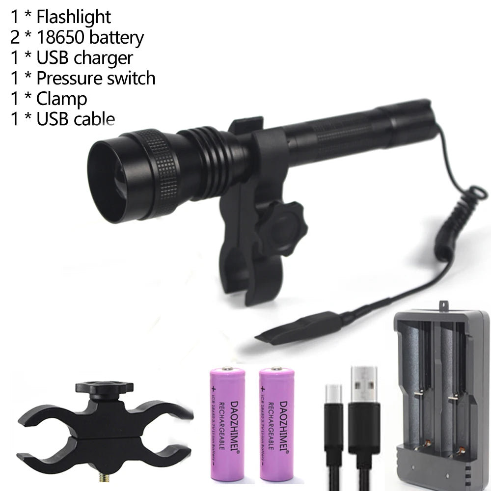 500Yards C14 Tactical Infrared Flashlight IR 850nm 940nm LED Zoomable 1 Modes Hunting Torch 18650 Night Vision infrared Device