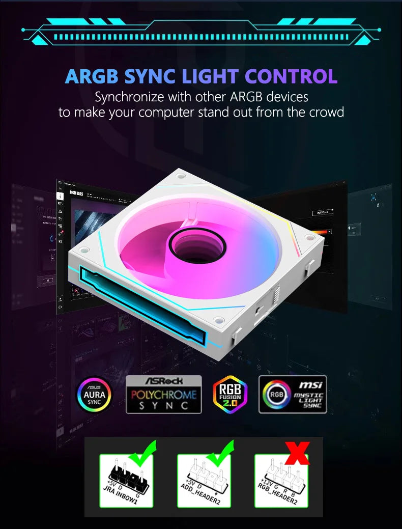 JUMPEAK MX120 240mm Modular Wireless Splicing PC 120mm Case Cooling Fan ARGB Infinite Mirror Effect For Computer Water Cooler