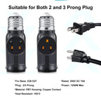 2pc E26 E27 Screw B22 Bayonet Rated 220V6A  Lamp Holder Light Base Socket to US EU AC Power Cord Outlets Plug Adapter Converter
