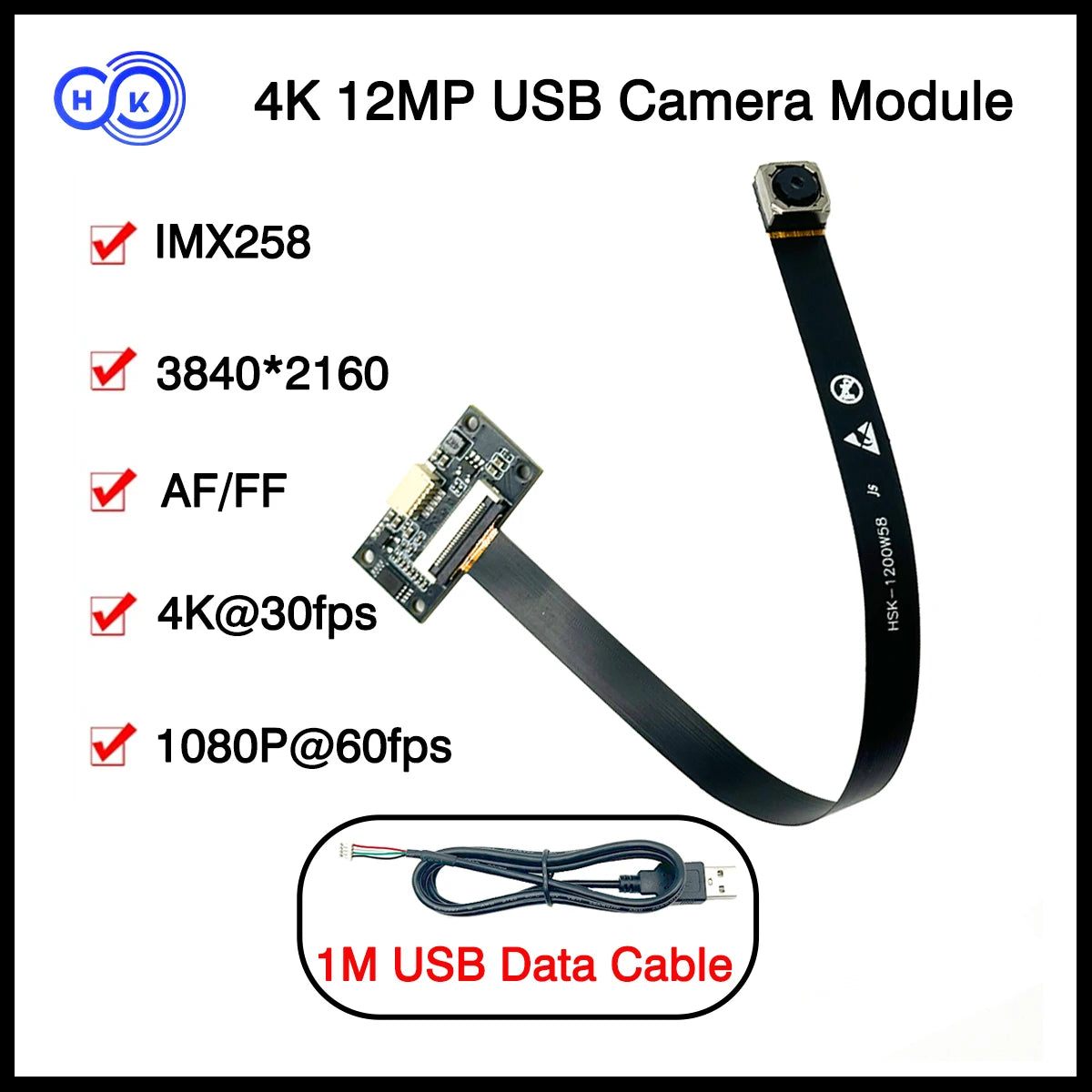5MP OV5693/12MP IMX258 CMOS 2K/4K 3840×2160 30fps AF/FF USB Camera Module Face Recognition 75 Degrees MJPEG, YUY2