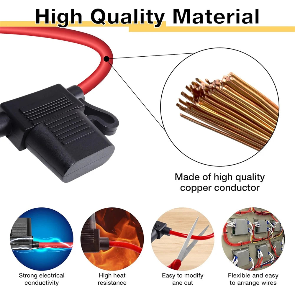 2-10PCS Inline Fuse Holders 12V,10/12/14/16/18 AWG Inline Fuses,Waterproof Fuse Holder with 10A-40A ATC/ATO Standard Blade Fuses