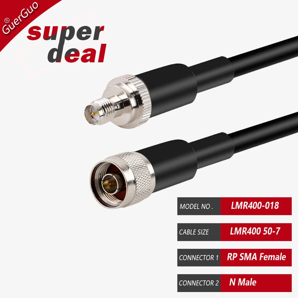 1PC 1 M 2M 3M 10M SMA Male to N Male Connector Plug LMR400 Cable Cord 50 Ohm 50-7 RF Coaxial Extension Jumper Pigtail Adapter