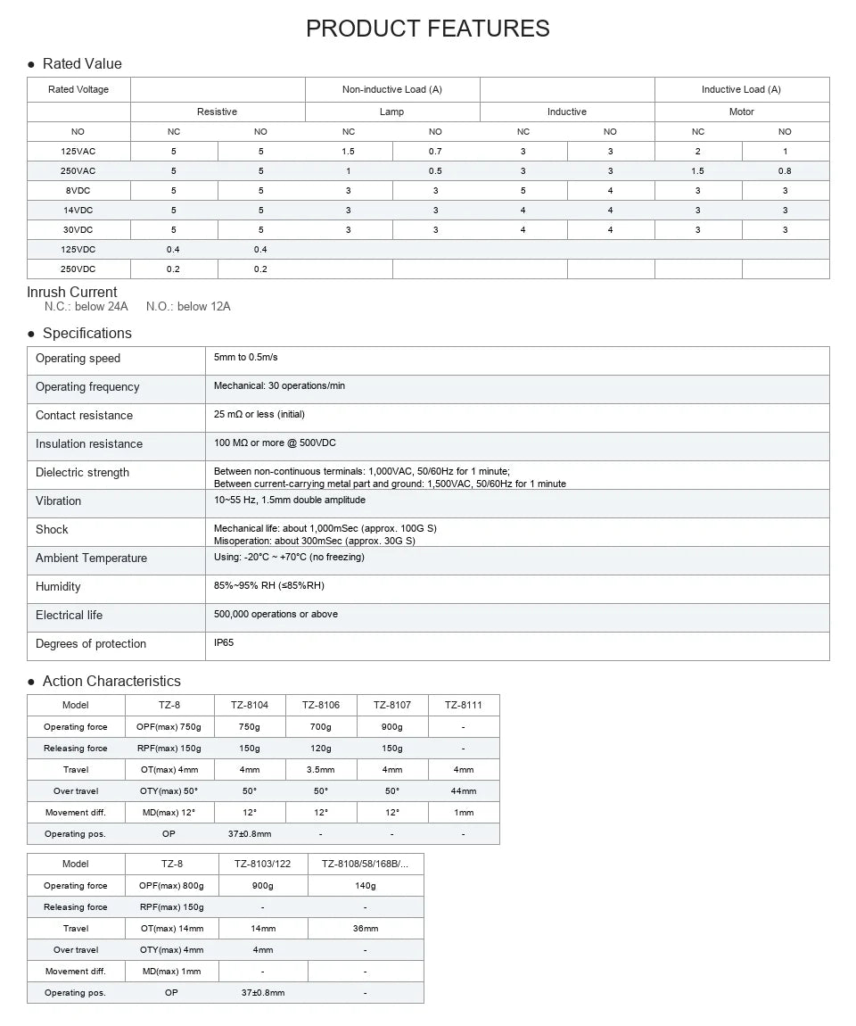 CNTD TZ-8104 Waterproof Roller Lever Limit Switch Self-Resetting Vertical Position Switch IP65 Industrial CE 10A 380V