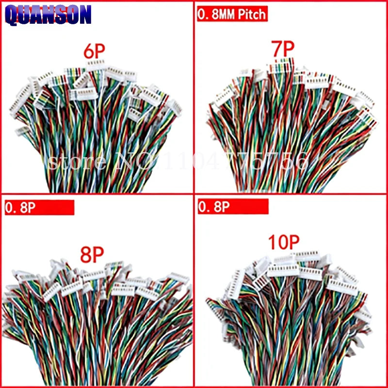 5PCS  JST 0.8mm Connector Cable Wire 02SUR Single Double Head 2P 3P 4P 5P 6P 7P 8P 10P 0.8mm Pitch IDC Type 10cm 20cm 30cm