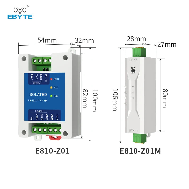 DC8-28V RS232 to RS485 Industrial Grade Converter High Speed Bi-Directional Transmission Modem EBYTE E810-Z01 E810-Z01M