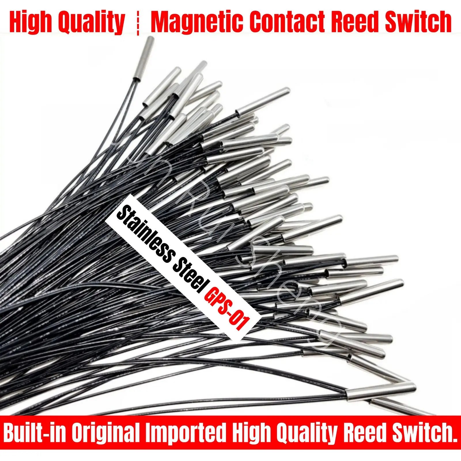 5PCS Stainless Steel GPS-01 Reed Contact Switch Normally Open NO 10W 220V Magnetic Control Tube 25MM Waterproof Induction Sensor