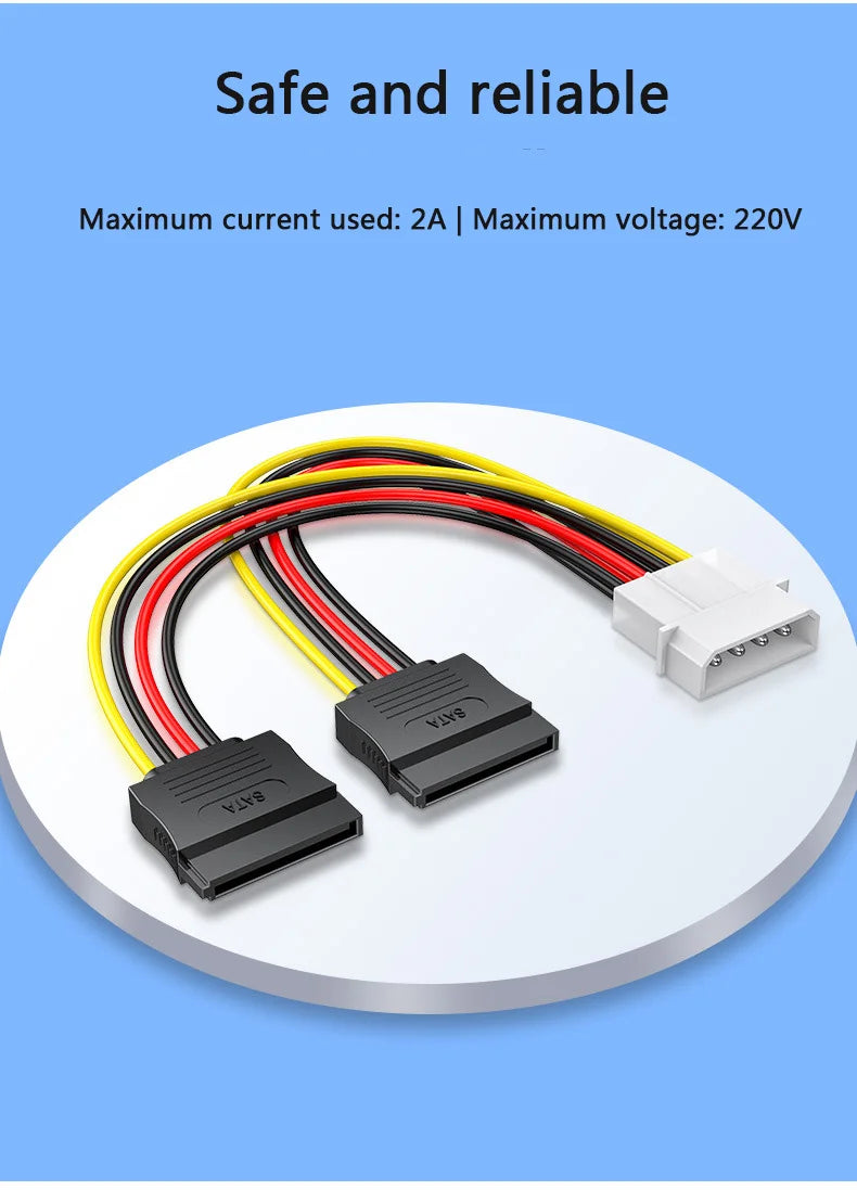 4 Pin IDE Molex to 2 Sata/SATA 15Pin To 2 SATA 15 Pin /SATA 15 Pin to Molex IDE 4 Pin Power HDD Splitter Connector Cable for PC