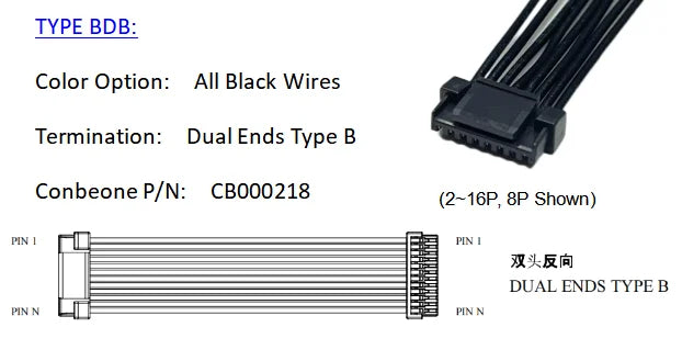 5055650801 Wire harness,Molex Micro Lock 1.25mm Pitch Cable, 505565-0801，8P, Off The Shelf, Quick Delivery