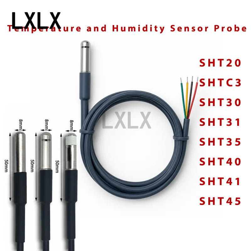 1PC SHT40 SHT30 SHT20 SHTC3 SHT45 SHT35 SHT31 Digital Temperature Humidity Sensor Stainless Steel I2C IIC Probe Module