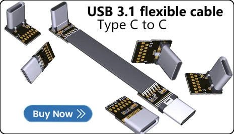 Hoqo Flexible Flat Cable For Raspberry Pi Type-C Mini/Micro USB Extension Ribbon FFC FPV Slim Flat Soft Flexible FPC Charge FPV