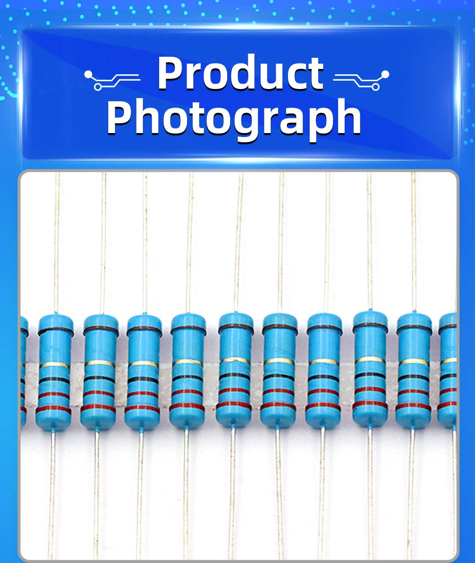20PCS 2W 1% Metal Film Resistor 2W 1Ω - 4.7MΩ 1 4.7 10 47 100 200 220 300 330 470 680 910 1K 2.2K 4.7K 10K 15K 100K 470K 1M ohm