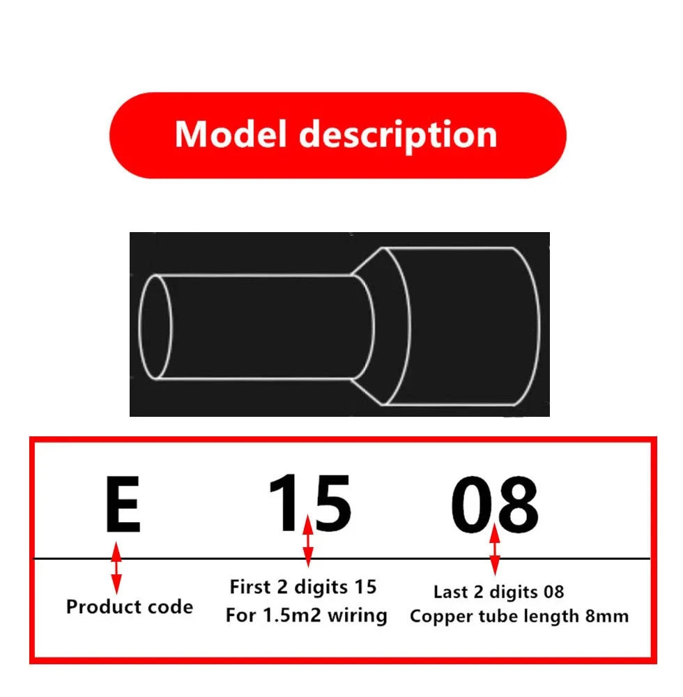 100pcs/Pack E0308 E0310 E0312 Insulated Ferrules Terminal Block Cord End Wire Connector Electrical Crimp Terminator 0.3mm²