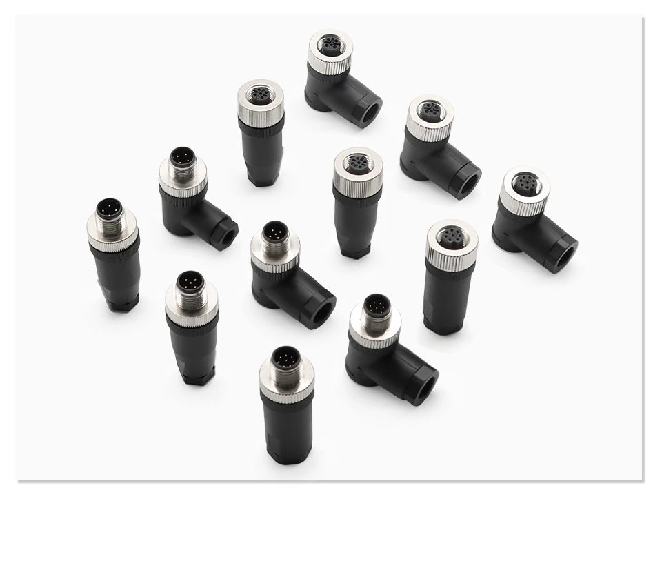 OMCH 1PCS M12 Sensor Connector Waterproof IP67 Aviation Plug Socket Male Female 4 5 8Pin Hole Straight Bend Angle Screw Threaded