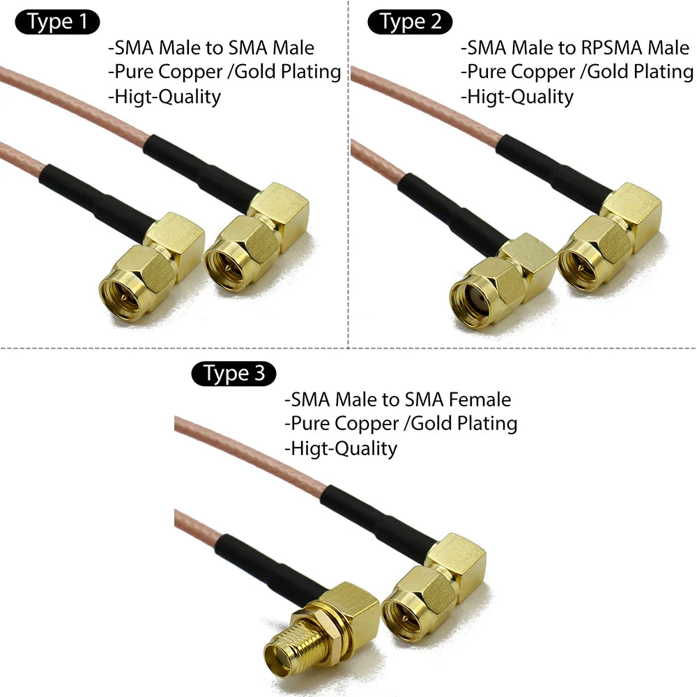 RG316 SMA to SMA Male Female Right Angle RF Coaxial Extension Cable Pigtail for WiFi 3G 4G GSM Antenna
