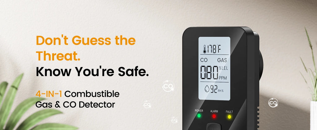 Natural Gas & Carbon Monoxide Detector, Plug in Carbon Monoxide Alarm,Propane,Methane,4-in-1 Combustible Gas & CO Detector Alarm